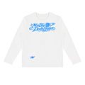long sleeve T shirt blue font