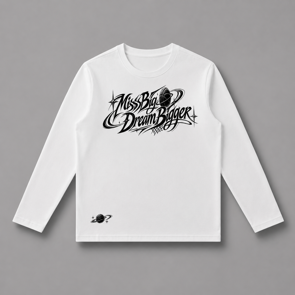 Mens Heavyweight Long Sleeve T-Shirt Miss Big Dream Bigger