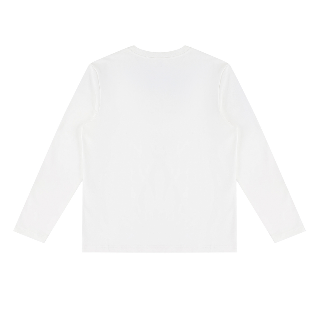 long sleeve T shirt blue font